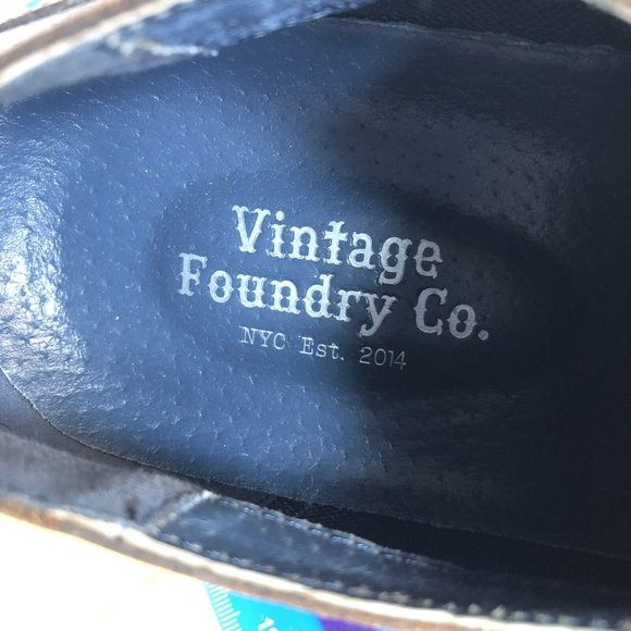 Vintage Foundry Co Men Size 12 Leather Shoes Oxford brown Classic Wing Tip 1005